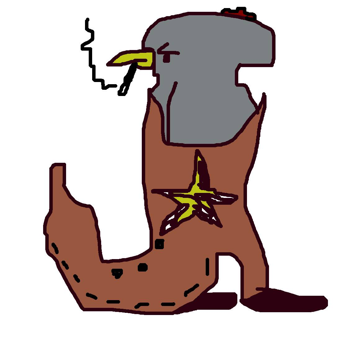 Pigeon in a cowboy boot with a tiny hat