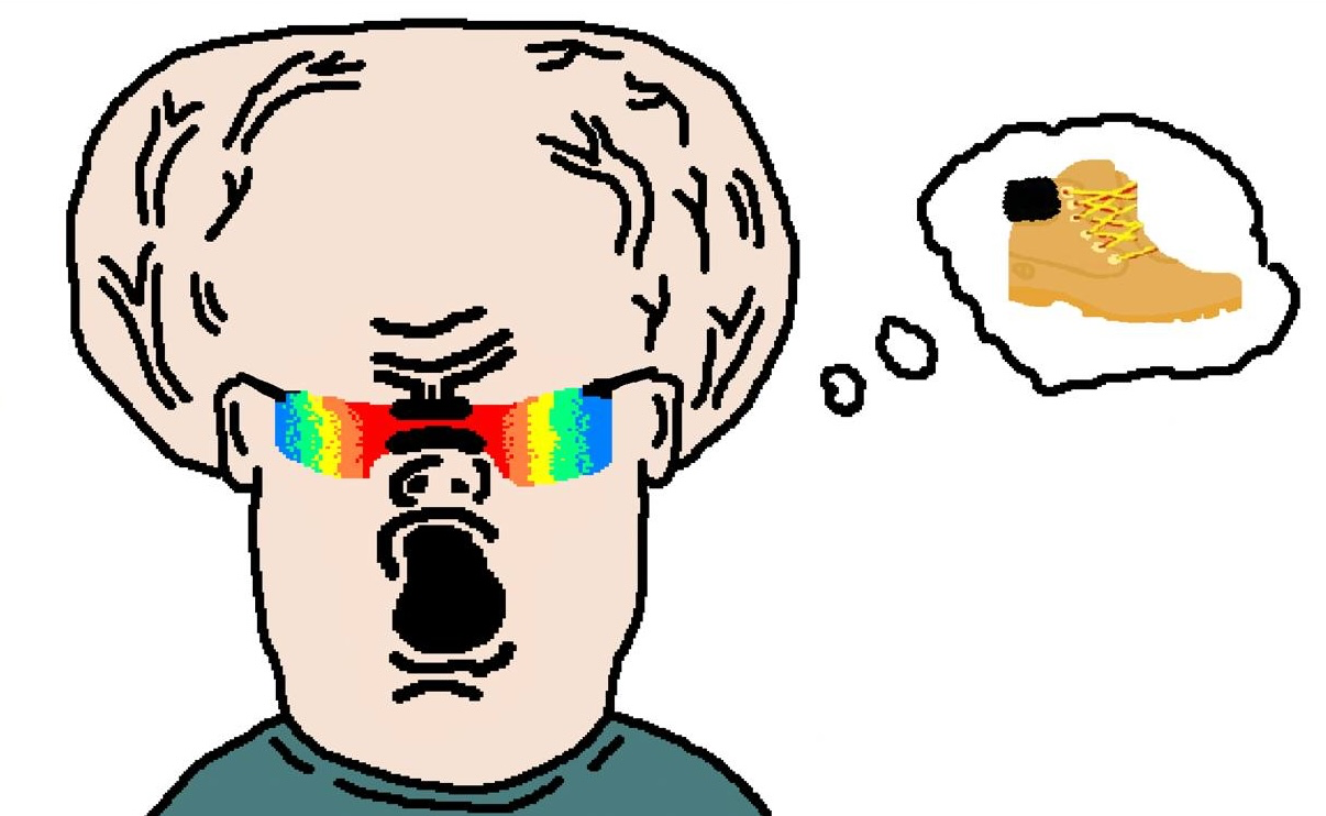 Big Brain Bobby Hill with Pit Vipers Thinking about Timbs